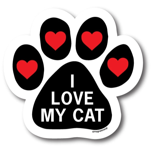 Magnet Me Up I Love My Cat Pawprint Car Magnet - 5" Paw Print Auto Truck Fridge Magnetic Decal …