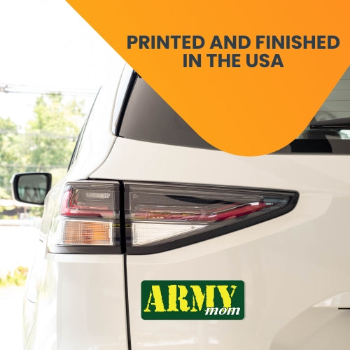 Army Mom Magnet 3x8" Green and Yellow Decal Perfect for Car or Truck
