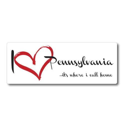I Love (heart) Pennsylvania, It's Where I Call Home Car Magnet 3x8" US State Flag Refrigerator Locker SUV Heavy Duty Waterproof …