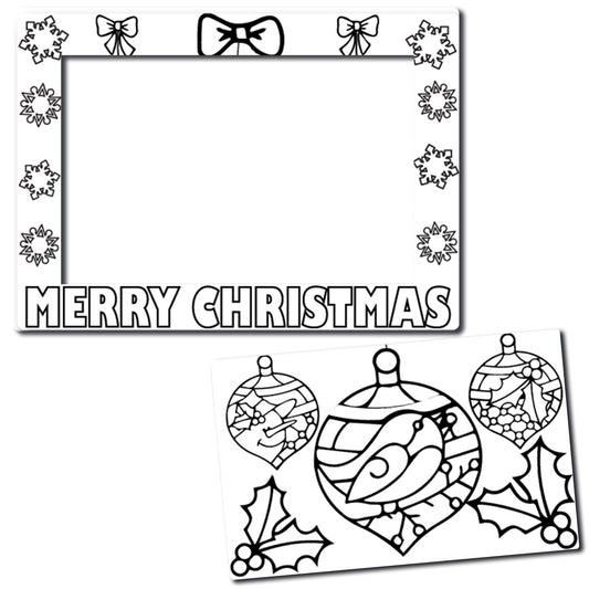 Color Your Own Christmas Ornaments Picture Frame Magnet, DIY, Decorate a Holiday Magnetic Picture Frame - 5 x 7" Frame with a 3.5 x 5.5" Cut-Out Center Magnet - with Bonus 4 pack of Crayons
