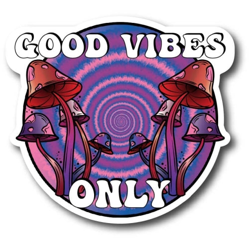 Magnet Me Up Good Vibes Only Psychedelic Mushroom Tie Dye Magnet Decal, 5 Inches, Heavy Duty Automotive Magnet for Car Truck SUV or Any Other Magnetic Surface