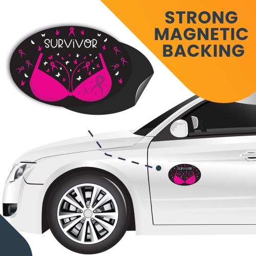 Magnet Me Up Survivor Breast Cancer Awareness Magnet Decal, 4x6 Inches, Heavy Duty Automotive Magnet for Car Truck SUV