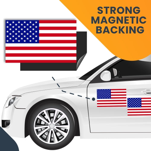 Magnet Me Up American Flag Car 7x12 Magnet Decal - 2 Pack - Heavy Duty for Car Truck RV Boat SUV Waterproof