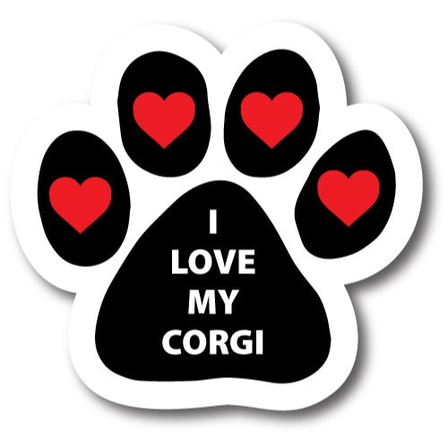 I Love My Corgi Pawprint Car Magnet By Magnet Me Up 5" Paw Print Auto Truck Decal Magnet …