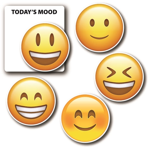 Today's Mood 5 Pack Emoticon Magnets, Variety of Mini Happy Emoticon Decals Perfect for Car or Truck