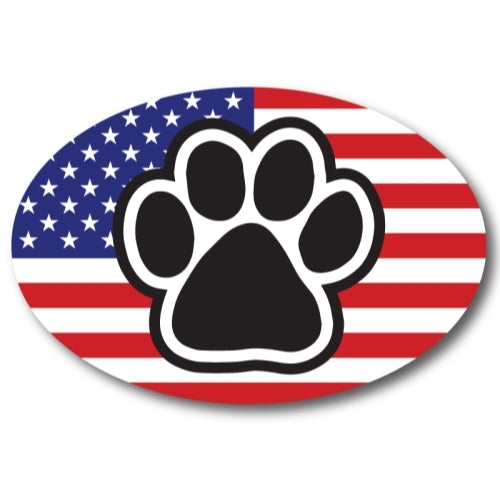 American Flag With Paw Print Oval Car Magnet 4x6" Decal Heavy Duty Waterproof …