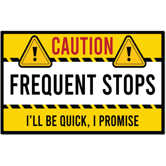 Magnet Me Up Caution Frequent Stops Delivery Driver Magnet Decal, 5x8 inch, Heavy Duty Automotive Magnet for Car Truck SUV Great for Delivery Drivers, Food, Service Delivery