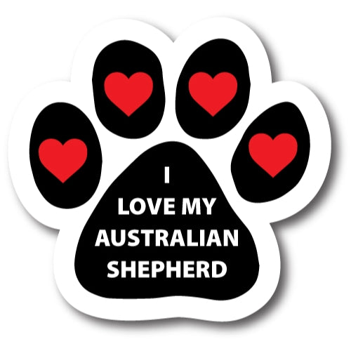 I Love My Australian Shepherd Pawprint Car Magnet By Magnet Me Up 5" Paw Print Auto Truck Decal Magnet …