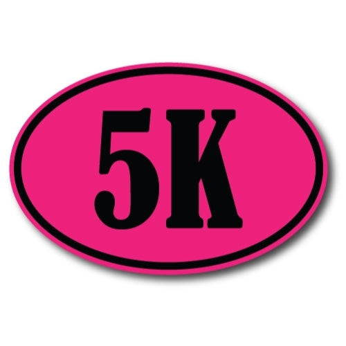 5K Marathon Pink and Black Oval Car Magnet 4x6" Decal Heavy Duty Waterproof …