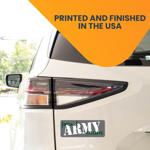 Proud Army Mom Magnet 3x8" Grey, Green and White Decal Perfect for Car or Truck