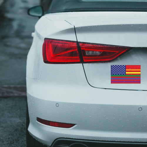 Magnet Me Up Gay Pride Rainbow American Flag Car Magnet Decal -LGBT-4x6-Waterproof