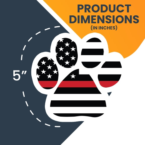 Magnet Me Up Thin Red Line Pawprint Magnet Decal with White Outline, 5 Inch, Heavy Duty Automotive Magnet for Car Truck SUV