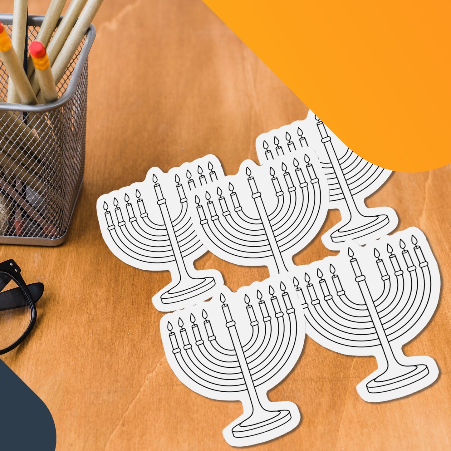 Color Your Own Hanukkah Menorah Magnets, a Great DIY for You or to Share with Friends, Decorate 5 Magnetic Menorah Holiday Refrigerator Magnets