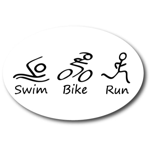 Swim Bike Run Black and White 4x6 Oval Car Magnet Decal Heavy Duty Waterproof …