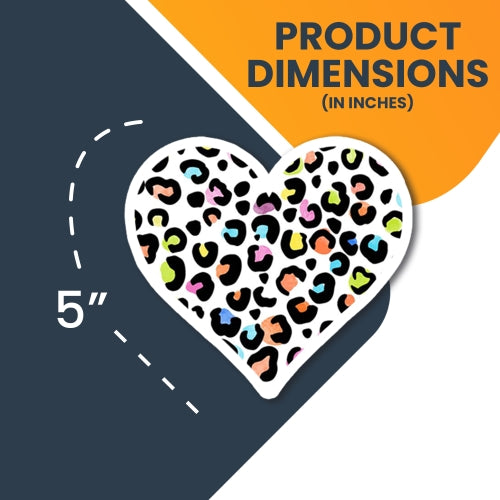 Magnet Me Up Cheetah Print Multicolored Heart Magnet Decal, 5 Inches, Heavy Duty Automotive Magnet for Car Truck SUV Or Any Other Magnetic Surface