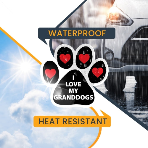 I Love My Granddogs 2 Pack Paw Print Magnets 5" Auto Truck Magnet Heavy Duty Waterproof