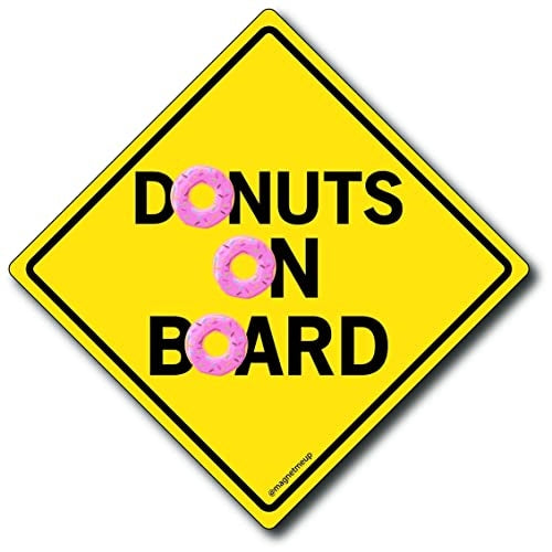 Magnet Me Up Donuts On Board Car Magnet Decal, 5x5 Inches, Heavy Duty Automotive Magnet for Car Truck SUV