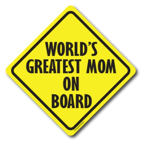 World's Greatest Mom on Board Car Magnet Decal - 5 x 5 Heavy Duty for Car Truck SUV Waterproof …