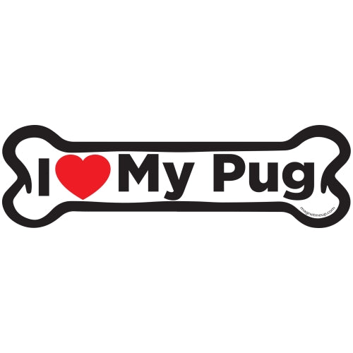 Magnet Me Up I Love My Pug Dog Bone Car Magnet - 2x7 Dog Bone Auto Truck Decal Magnet …