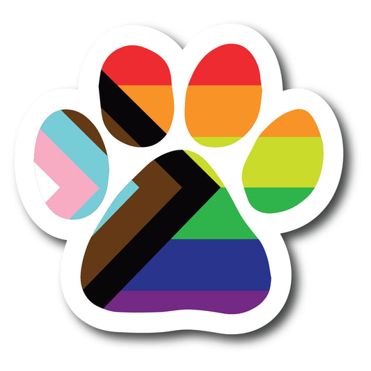 Magnet Me Up LGBTQ Progress Pride Pawprint Magnet Decal, 5 Inch, Heavy Duty Automotive Magnet for Car Truck SUV, in Support of Gay Rights