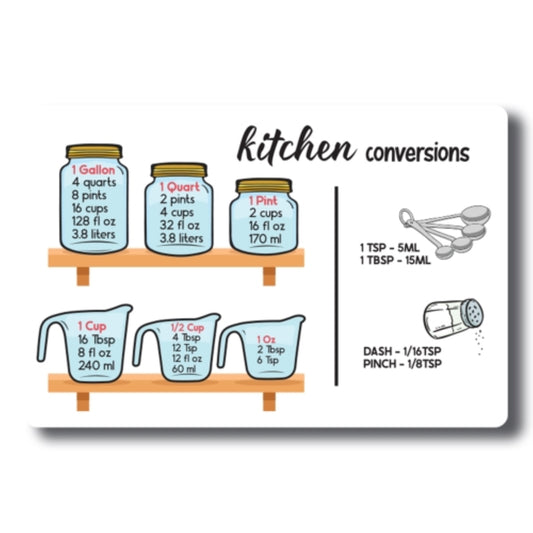 Magnet Me Up Kitchen Conversion Chart, 4x6 Magnet Decal, Cute Baking Gift and Measurement Recipe Accessory, Perfect for Refrigerator, Dishwasher or Any Other Magnetic Surface