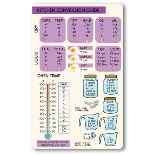 Magnet Me Up Large Purple Kitchen Conversion Chart, 5x8 Magnet Decal, Cute Baking Gift and Measurement Recipe Accessory, Perfect for Refrigerator, Dishwasher or Any Other Magnetic Surface