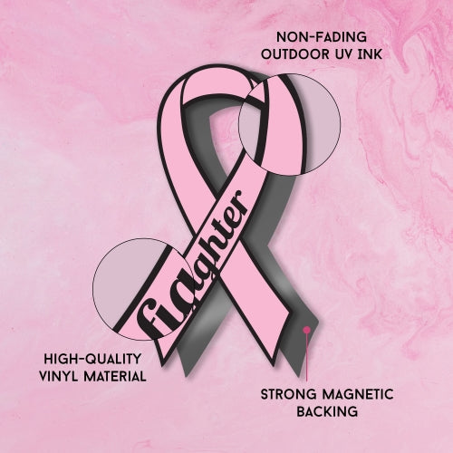 Pink Breast Cancer Fighter Ribbon Car Magnet Decal Heavy Duty Waterproof …