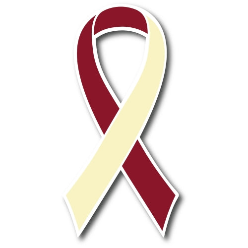 Magnet Me Up Burgundy and Ivory Head and Neck Cancer Awareness Ribbon Car Magnet Decal Heavy Duty Waterproof