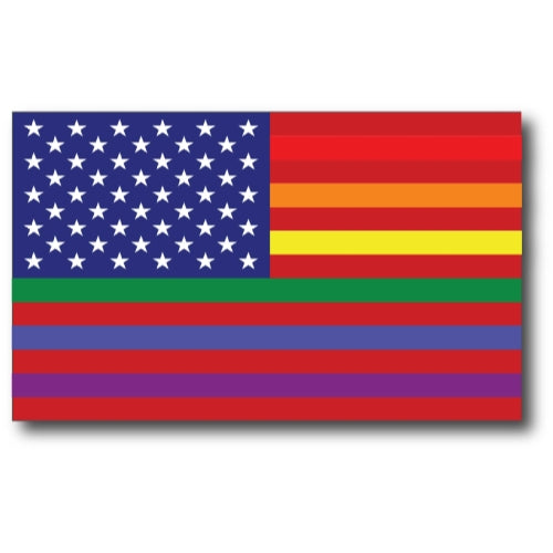 Gay Pride Rainbow American Flag Car Magnet Decal - LGBT - 3x5 - Waterproof