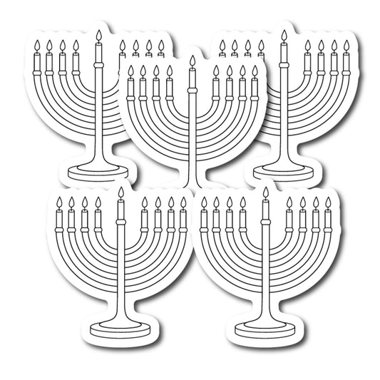 Color Your Own Hanukkah Menorah Magnets, a Great DIY for You or to Share with Friends, Decorate 5 Magnetic Menorah Holiday Refrigerator Magnets