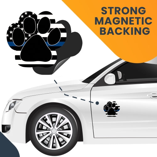 Magnet Me Up Thin Blue Line 5" Paw Print Auto Truck Decal Magnet