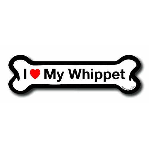 Magnet Me Up I Love My Whippet Dog Bone Car Magnet - 2x7 Dog Bone Auto Truck Decal Magnet