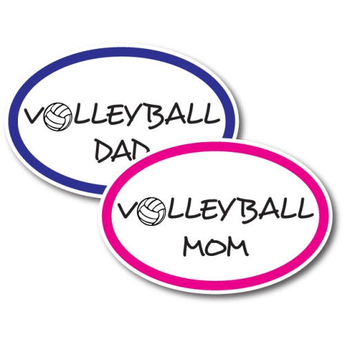 Volleyball Mom and Volleyball Dad - Combo Pack -Car Magnets 4 x 6 Oval Heavy Duty for Car Truck SUV Waterproof …