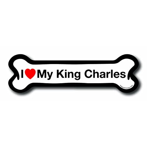 Magnet Me Up I Love My King Charles Dog Bone Car Magnet - 2x7 Dog Bone Auto Truck Decal Magnet