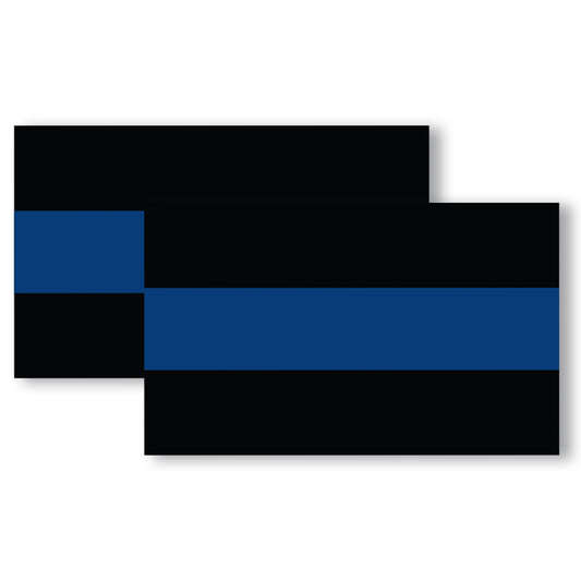Magnet Me Up Thin Blue Line Adhesive Decal Sticker, 2 Pack, 3x5 Inch, Heavy Duty Adhesion to Car Window, Bumper, Etc Showing Patriotic Support of Police and Law Enforcement