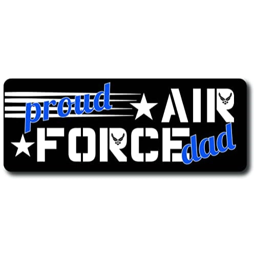Magnet Me Up Proud Air Force Dad Magnet 3x8 Black, White and Blue Decal Perfect for Car or Truck