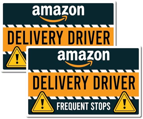 Magnet Me Up Caution Frequent Stops Amazon Delivery Driver Magnet Decal, 2PK, 5x8 inch, Heavy Duty Automotive Magnet for Car, Truck, Any Magnetic Surface, for Amazon Flex Delivery Driver, Made in USA
