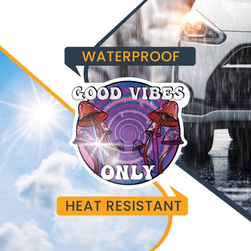 Magnet Me Up Good Vibes Only Psychedelic Mushroom Tie Dye Magnet Decal, 5 Inches, Heavy Duty Automotive Magnet for Car Truck SUV or Any Other Magnetic Surface