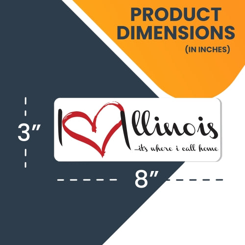 I Love (heart) Illinois, It's Where I Call Home Car Magnet 3X8" US State Flag Refrigerator Locker SUV Heavy Duty Waterproof …