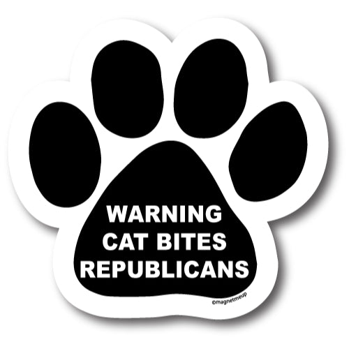 Magnet Me Up Warning Cat Bites Republicans Pawprint Car Magnet - 5" Paw Print Auto Truck Decal Magnet …