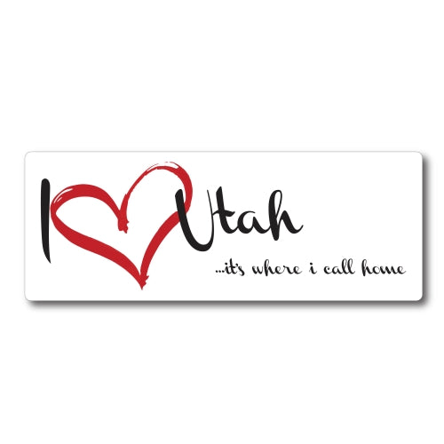 I Love (heart) Utah, It's Where I Call Home Car Magnet 3x8" US State Flag Refrigerator Locker SUV Heavy Duty Waterproof …