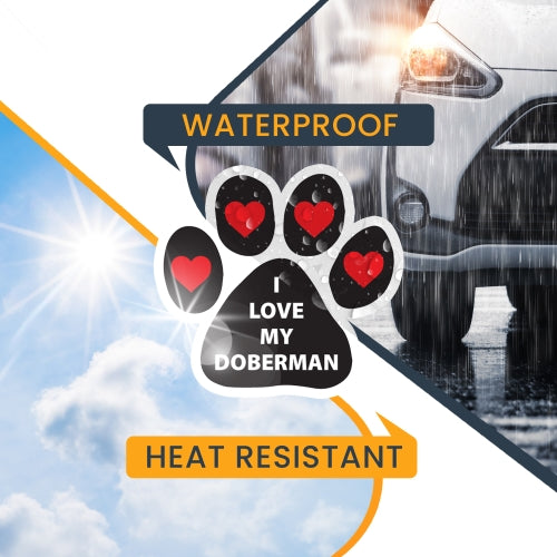 I Love My Doberman Pawprint Car Magnet By Magnet Me Up 5" Paw Print Auto Truck Decal Magnet …