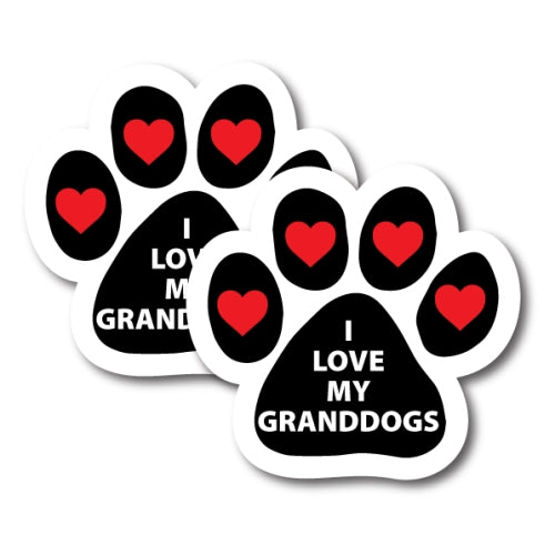 I Love My Granddogs 2 Pack Paw Print Magnets 5" Auto Truck Magnet Heavy Duty Waterproof