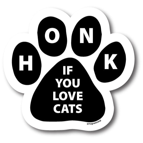 Magnet Me Up Honk if You Love Cats Pawprint Car Magnet - 5" Paw Print Auto Truck Decal Magnet …