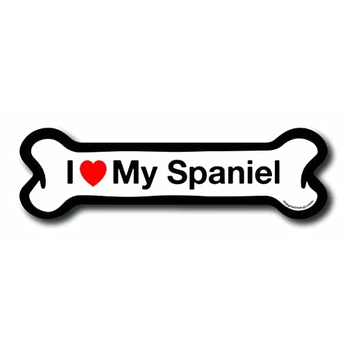 Magnet Me Up I Love My Spaniel Dog Bone Car Magnet - 2x7 Dog Bone Auto Truck Decal Magnet