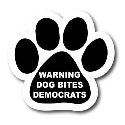 Warning Dog Bites Democrats Pawprint Car Magnet By Magnet Me Up 5" Paw Print Auto Truck Decal Magnet …