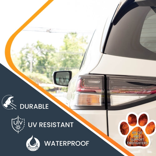 Magnet Me Up My Cat and I Support Firefighters Car Magnet 5" Paw Print Auto Truck Decal Magnet …