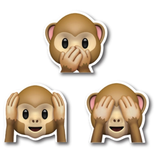 Monkey Emoticon Magnets, Variety of 3 Monkey Emoticon Covering Eyes, Ears, and Mouth Decals Perfect for Car or Truck