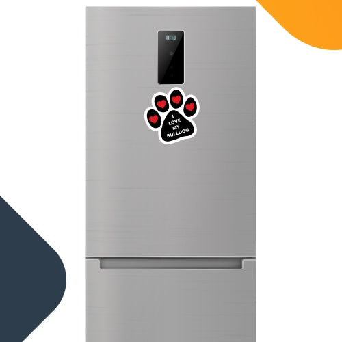 I Love My Bulldog Pawprint Car Magnet By Magnet Me Up 5" Paw Print Auto Truck Decal Magnet …