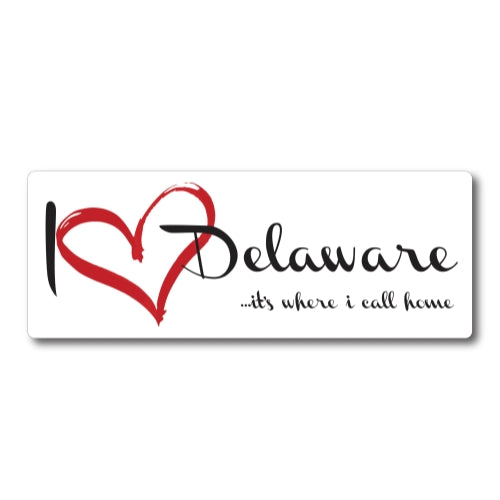 I Love (heart) Delaware, It's Where I Call Home Car Magnet 3x8" US State Flag Refrigerator Locker SUV Heavy Duty Waterproof …